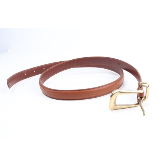Coach Brown Leather Skinny Belt Handcrafted Cowhide Gold Buckle Women Size L - Picture 6 of 13
